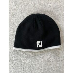 FootJoy One Size Beanie Black White Fleece Lined Golf Knit Hat
